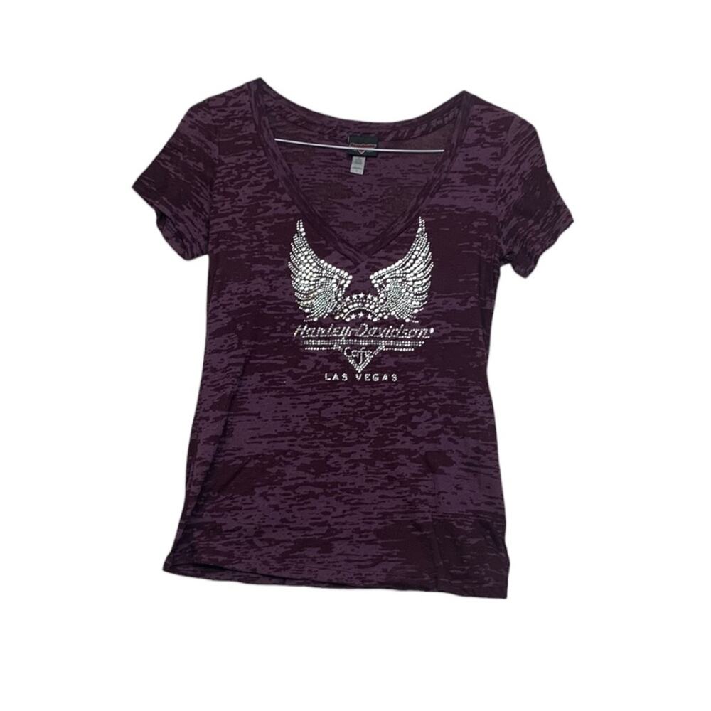 Harley Davidson womens medium large purple burnout tee short sleeve purple moto